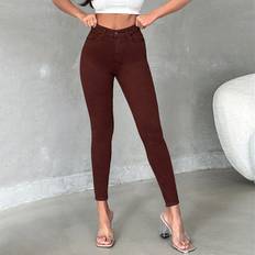 Braun - Damen Jeans Shein Women'S High Waist Slim Fit Denim Jeans