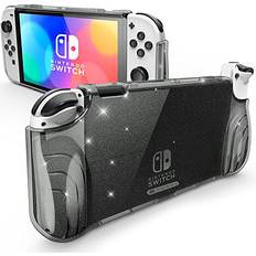 Mumba Case for Nintendo Switch OLED 2021, [Thunderbolt Series] Protective Glitter Bling Cover with TPU Grip