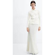 White - Women Shirts Mango Women's Cotton Knit Shirt Off White Off White