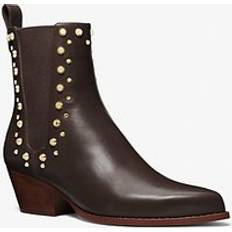 Michael Kors Støvler & Boots Michael Kors MK Kinlee Astor Studded Leather Ankle Boot Chocolate IT