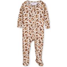 Leopard Nightwear Gerber Unisex Baby Toddler Buttery Soft Snug Fit Footed Pajamas with Viscose Made from Eucalyptus, Leopard, 6-9 Months