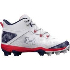 Baseball Shoes Children's Shoes Under Armour Kids' Harper Mid RM Baseball Cleats, Boys' 4.5, White/Silver