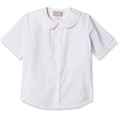 Classroom School Uniforms girls Short Sleeve Stretch Peter Pan Blouse, White