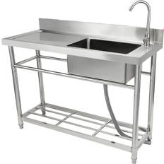 Vevor Stainless Steel Utility Sink Free Standing Single Bowl Commercial Kitchen Sink, NSF
