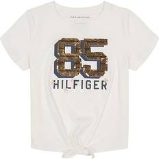 Tommy Hilfiger Tops Tommy Hilfiger Big Girls Flip-Sequin Short Sleeve Tie-Front T-shirt White White