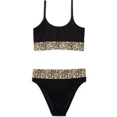 Leopard Children's Clothing PQ PilyQ 2pc Belted Bikini Set Black