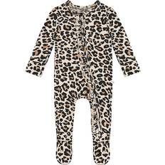 S Jumpsuits Children's Clothing Posh Peanut Baby Girl's Lana Leopard-Print Ruffled Footie Leopard Tan Newborn Leopard Tan Newborn