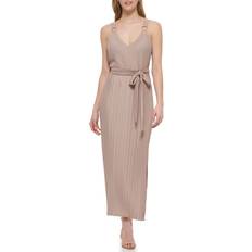 Guess Long Dresses Guess Women's Pleated Belted Maxi Taupe Taupe