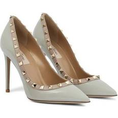 Valentino Heels & Pumps Valentino Women Opal Grey Garavani Rockstud Patent Leather Pumps