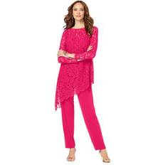 Pink Suits Roaman's Plus Lace Asymmetric Tunic & Pant Set by in Pink Burst Size W Formal Evening