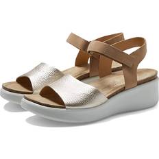 Ecco Heeled Sandals ecco Women's Flowt Wedge Cork Sandal Leather Pure White Gold