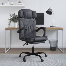 Lær Kontorstoler vidaXL Reclining Black Office Chair