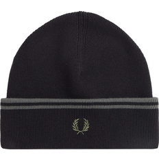 Fred Perry Tilbehør Fred Perry Twin Tipped Ribbed Beanie Hat Black