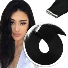 Black Clip-On Extensions Sunny Tape in Hair Extensions Black Seamless Tape Soft Hair Extensions Skin Weft