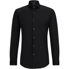 Men Shirts Hugo Boss Men's Easy-Iron Cotton-Blend Poplin Slim-Fit Dress Shirt Black Black