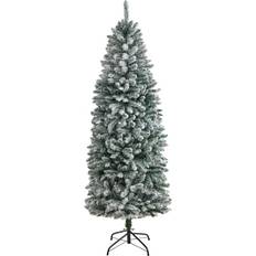 Christmas Trees Nearly Natural 6 Slim Flocked Montreal Fir
