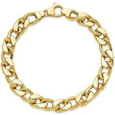 Gold Bracelets 14K Yellow Gold Men's Curb Chain Bracelet 8.85mm