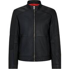 Herren - Lederjacken Hugo Extra-slim-fit leather jacket with red lining