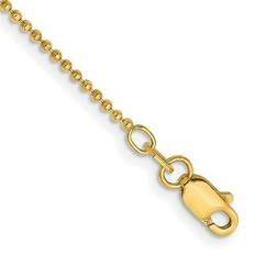 Adjustable Size Anklets Primal Gold Karat Yellow 1.2mm Diamond-cut Beaded Chain Anklet