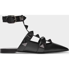 Valentino Heels & Pumps Valentino Roman Stud Leather Ankle Strap Flat NoColor