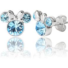 Disney Jewelry Disney Womens Minnie Mouse Birthstone Stud Earrings March aquamarine March aquamarine