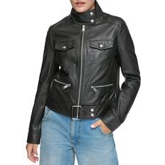 Leather Jackets - Women Andrew Marc Women's Vicki Lamb Leather Moto Jacket Black
