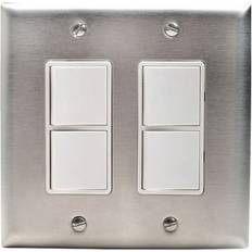 Innova Duplex Switch Wall Plate and Gang Box 20 Amp Per Pole-Silver Finish-EFDWPS