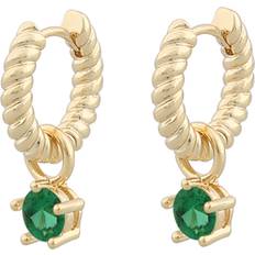 Øredobber Snö of Sweden Vienna Ring Pendant Earring Gold/Green 15mm