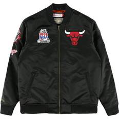Mitchell & Ness Flight Chicago Bulls Schwarz Satin Bomber Jacke