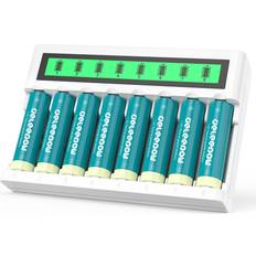Deleepow AA & AAA Rechargeable Batteries 3300mAh & Charger 8-pack