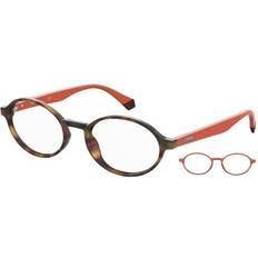 Orange - Unisex Glasses Polaroid PLD D409 with Clip-On L9G Tortoiseshell Size Free Lenses HSA/FSA Insurance Blue Light Block Available