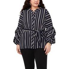 Blouses on sale Vince Camuto Stripe Balloon Sleeve Button-up Top