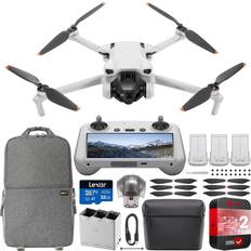 Helicopter Drones DJI Mini 3 Camera Drone Quadcopter + RC Smart Controller (with Screen) + Fly More Kit 4K Video 38min Flight Time, True Vertical Shooting Intelligent Modes Bundle w/Deco Gear Backpack Accessories