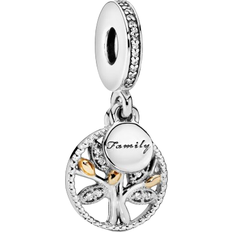 Gold Charms & Anhänger Pandora Sparkling Family Tree Dangle Charm - Silver/Gold/Transparent