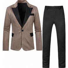 Grün Anzüge Shein Men's Color Block Patchwork Fake Pocket Suit Set