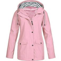 Black and Friday Deals 2023 Clearance under $5 JINMGG Winter Coats for Women 2023 Fashion Winter Clearance Women Solid Rain Jacket Outdoor Plus Waterproof Hooded Raincoat Windproof Pink
