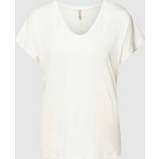 Soyaconcept Bekleidung Soyaconcept T-Shirt mit Label-Detail Modell 'Marcia' in Offwhite, Größe