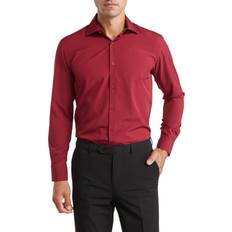 Women Shirts Tom Baine Men's Slim Fit Long Sleeve Shirt Burgundy 15-15.5