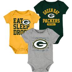 Babies - S Jumpsuits Newborn & Infant Green/Gold Green Bay Packers Eat Sleep Drool Football Three-Piece Bodysuit Set