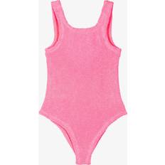 Swimsuits Children's Clothing Hunza G irls Bubblegum Kids Round-neck Crinkle-texture Swimsuit 7-12 Years