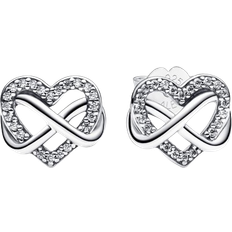 Pandora Sparkling Infinity Heart Stud Earrings - Silver/Transparent