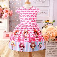 Shein Toddler Girls' Cute Doll Eyes Princess Dress