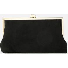 Accessorize Suedette Clip Frame Clutch Bag Black One Size