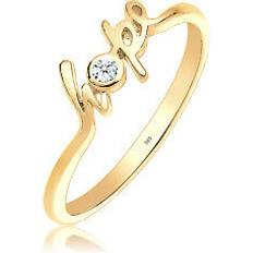 Gold Ringe Elli PREMIUM Ring Damen Hope-Schriftzug mit Diamant 0.03 ct. in 585 Gelbgold