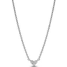 Pandora Triple Stone Heart Collier Necklace - Silver/Transparent