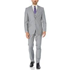 Women Suits Adam Baker by Creative Men's CT701/04-3 Piece Single Breasted Classic Fit Vested Suit Light Grey Long