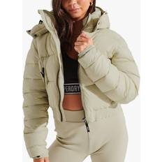 Superdry Outerwear Superdry Womens Fuji Cropped Hooded Jacket, Relaxed Fit, Recycled Padding Pelican