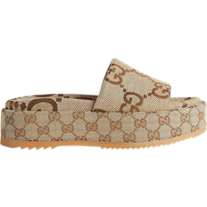 Gucci Slippers & Sandals Gucci Angelina Maxi GG - Camel Ebony