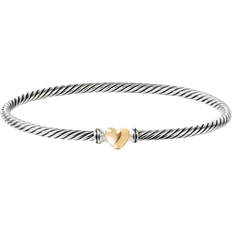 David Yurman Classic Cable Heart Station Bracelet - Silver/Gold