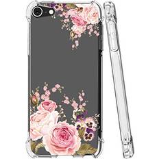 iPod Touch 5 6 7 Case, iPod Touch Case 5th 6th 7th Generation Case for Girls, Ueokeird Clear Floral Pattern Soft Flexible TPU Phone Case Cover for Apple iPod Touch 5 6 7 Rose Flower